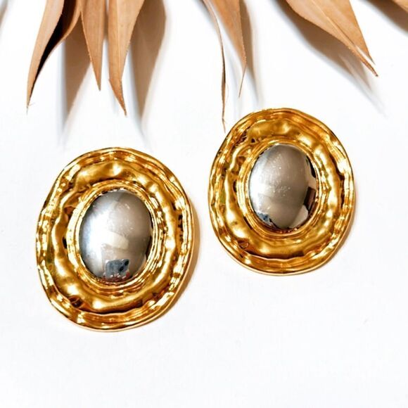 Zara Two-Tone Gold and Silver Earrings - Picture 2 of 4